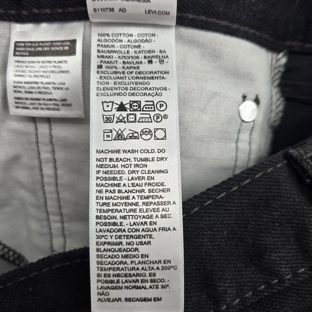 NWT Levis 505 Denim Jeans Mens 36x30 Regular Fit Straight Leg Black 100%‎ Cotton